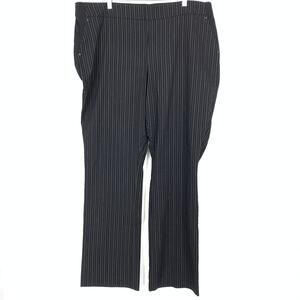 Maurices Straight Leg Dress Pants Womens Size 22W Pinstripe Black Pull On Waist